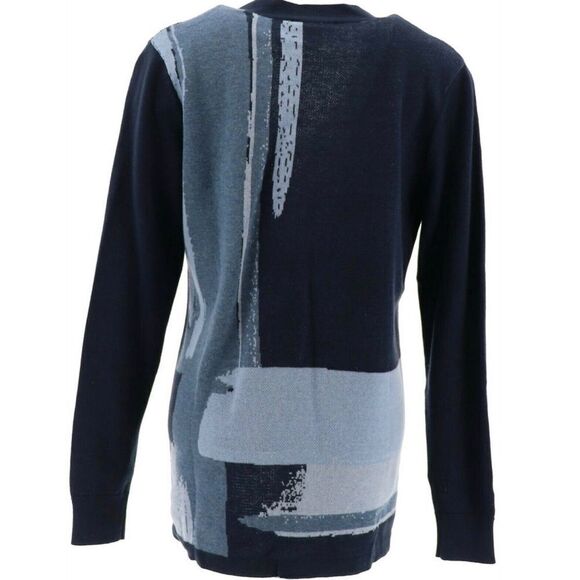 H by Halston Long Sleeve Jacquard Sweater Cardigan - Picture 2 of 4